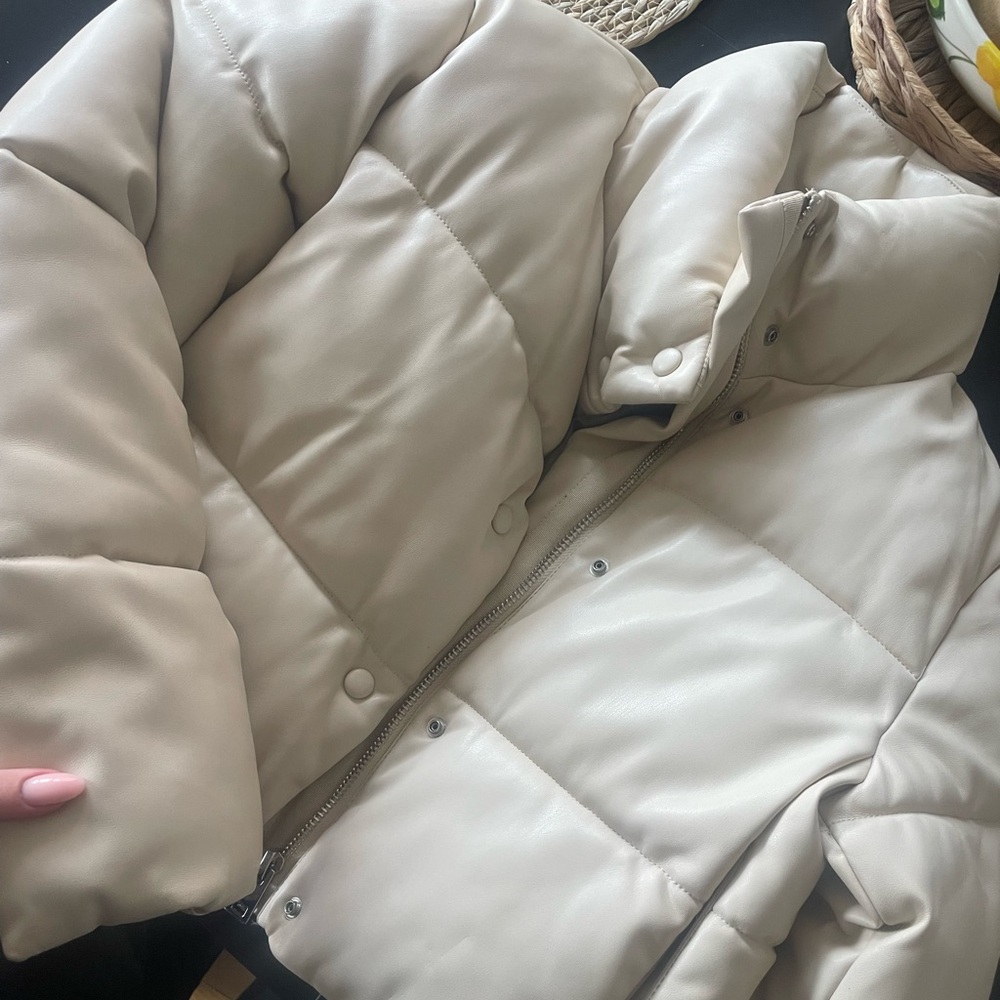 Mango Elegant Cream Puffer Jacket